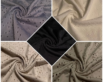 Stretch Eyelet Design Jersey Knit Fabric 1 Yard