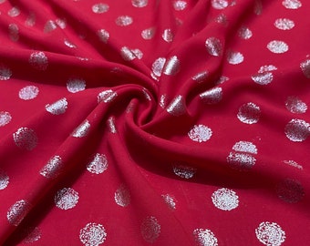 Polyester Chiffon Fabric Polka Dot Pattern 2 Yards