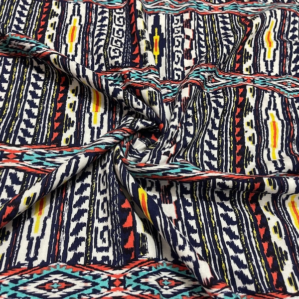 Rayon Challis Fabric Tribal Print 2-Yards