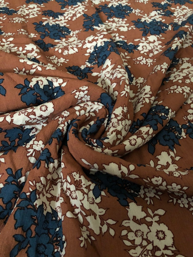 Rayon Gauze Crinkle Fabric Floral Print 2 Yards Etsy