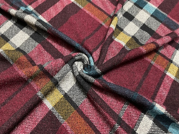 Plaid sweater knit fabric deals