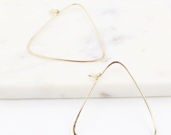 MODERN TRIANGLE, Large hoops, earrings, Geometric, 925, sterling silver, 14k, gold filled