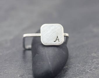 DOUBLE SQUARE Initial Ring Band