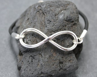 HEAVY INFINITY Bracelet III,Leather,Sterling Silver