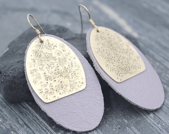 OVERSIZED Genuine Leather Oval Disc earrings