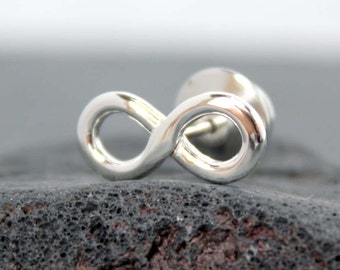 INFINITY Tie Tac, Tack, Tie pin, Clip, Bar, Lapel pin, for men, 925, Sterling Silver,14K Solid Gold