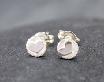 Radiant Heart Studs, Earrings, circle, barrel, 925, sterling, silver, post, modern, simple