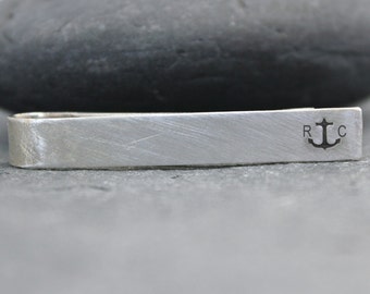 ANCHOR Tie Clip, Bar, personalized, initials, 14K, Gold filed, Sterling silver