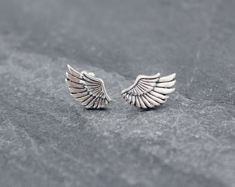 Angel Wing Studs, Earrings, 925, sterling, silver, post, modern, simple