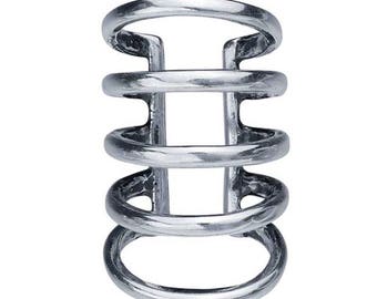 Cage Ear Cuff, Cartilage, Band, Wrap,Geometric, Sterling Silver,Rhodium Plated