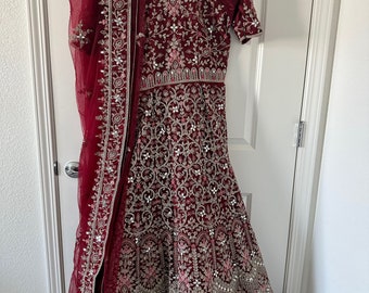 Pakistani Bridal Gown Maroon