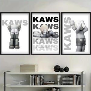 KAWS Set of 3 Wall Art print | Hypebeast Toys Poster, Figure Printable Wall Art, Gift for Boyfriend, Digital Download, Graffiti art Poster