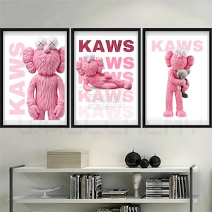 KAWS Pink Toys Hypebeast Figure Poster Set of 3 | Kaws Poster, Printable Wall Art,DIGITAL DOWNLOAD, Dorm Decor, Gift for him, gift for her