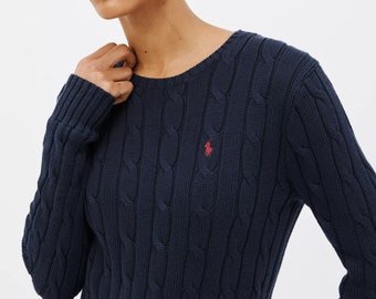 Ralph Lauren Cable Knit Crew Neck and V Neck Sweater with Polo Logo - Men  Women Inspired Options