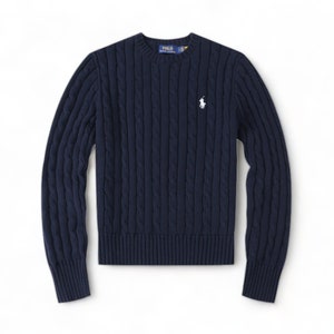 Pull à col rond en tricot torsadé Ralph Lauren inspiré du pull S-XXL à manches longues pour femme et col en V pour homme, cadeau élégant pour elle et lui image 7