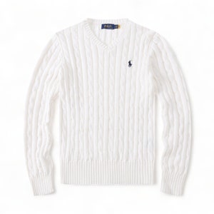 Pull à col rond en tricot torsadé Ralph Lauren inspiré du pull S-XXL à manches longues pour femme et col en V pour homme, cadeau élégant pour elle et lui image 9