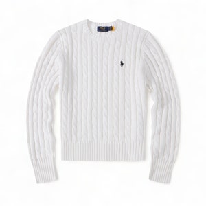 Pull à col rond en tricot torsadé Ralph Lauren inspiré du pull S-XXL à manches longues pour femme et col en V pour homme, cadeau élégant pour elle et lui image 4