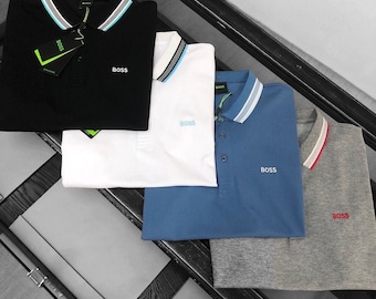 BOSS Hugo Herren Poloshirt mit gesticktem Boss-Logo - Signature Designer T-Shirt in Schwarzweiß M-3XL