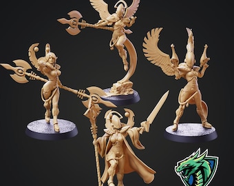 Elfos Espaciales - Escuadrón de héroes guerreros de 4 miniaturas de 28 mm para juegos de guerra de ciencia ficción OPR y Grimdark / PS Miniatures