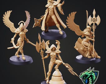 Elfos Espaciales - Escuadrón de cónclave de guerreros de 4 grupos 2 / 28 mm miniaturas para juegos de guerra de ciencia ficción OPR y Grimdark / PS Miniatures