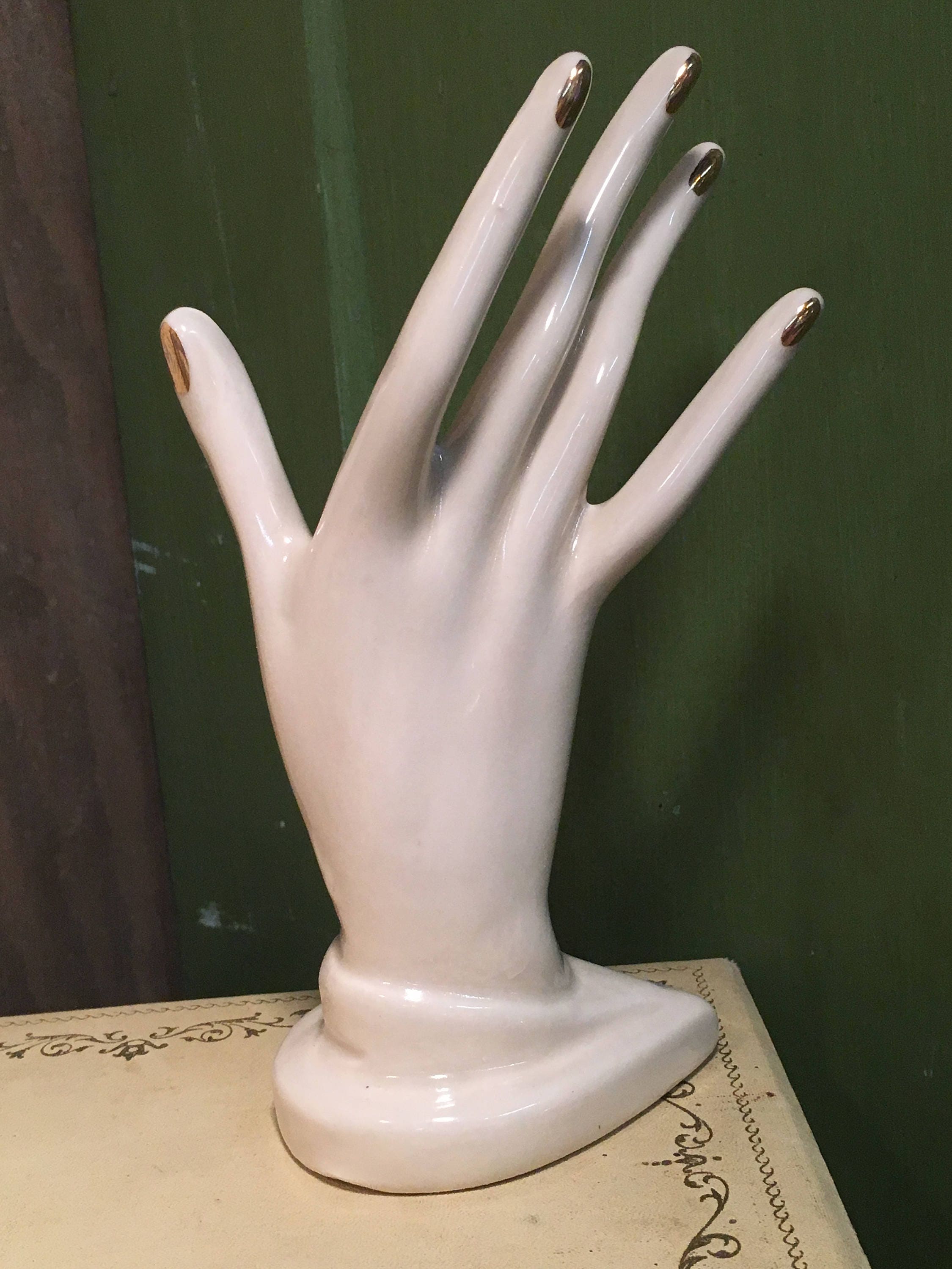 Vintage Hand Reproduction Handmade Ceramic Ring Holder Jewelry Display 