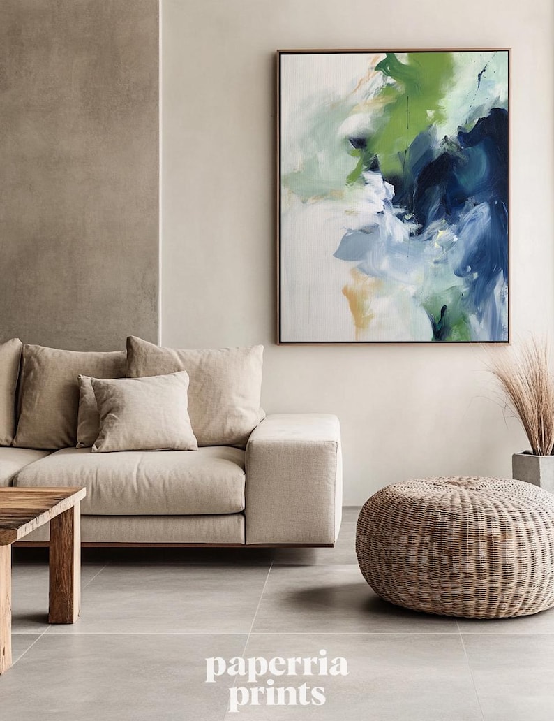 Printable Modern Abstract Art Set of 2 – Sage Green & Blue Wall Decor ...