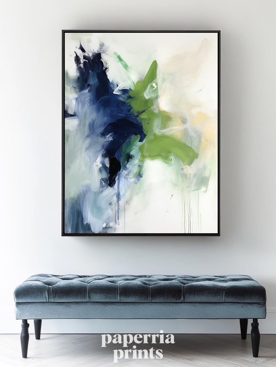 Printable Modern Abstract Art Set of 2 – Sage Green & Blue Wall Decor ...