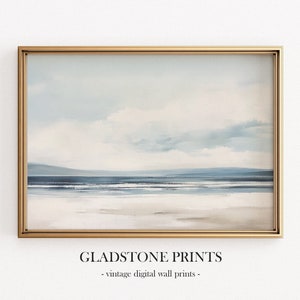 Abstract seascape in blue and beige tones Printable Wall Art, Beach painting in soft tones, Digital Download Print. Nature gallery wall