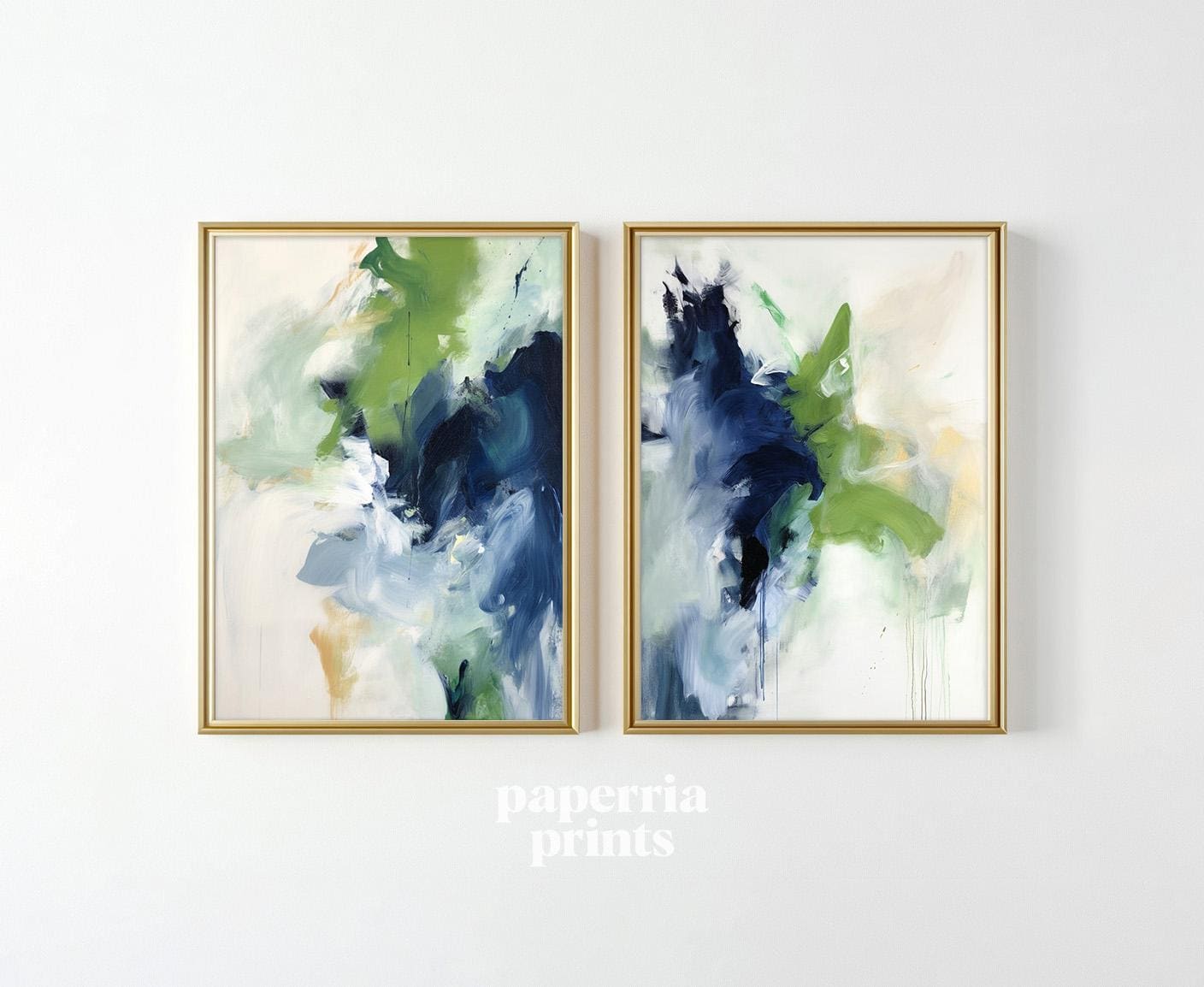 Printable Modern Abstract Art Set of 2 – Sage Green & Blue Wall Decor ...