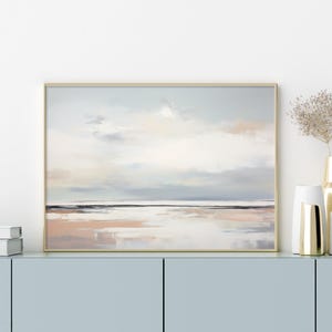 Impresión abstracta de paisaje costero: Arte mural playero vintage (descarga digital)