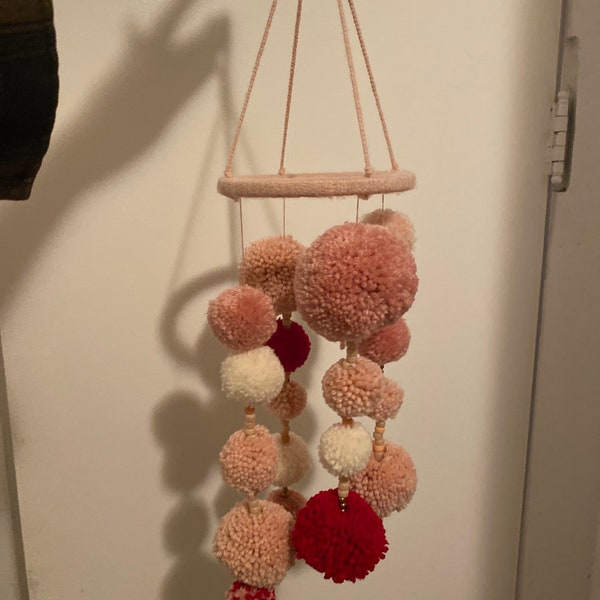 Pom pom mobile garland for decoration