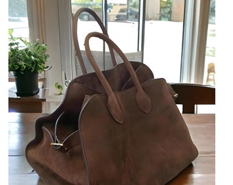 Brown/Coffee Fashionable Suede Tote Handbag with Soft Suede Top Handle, Perfect for Women Seeking a Stylish and Versatile Accessory, For Her