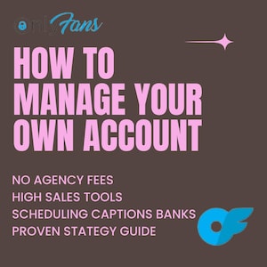 Op de afbeelding: Roze tekst op een bruine achtergrond luidt "Hoe je eigen account te beheren". Onder de tekst staan de woorden "Geen agentschapskosten", "Hoge verkooptools", "Planning van ondertitelingbanken" en "Bewezen strategiehandleiding". Een blauw en wit logo met de letter "O" en een gestileerde vleugel bevindt zich in de rechterbenedenhoek.