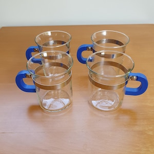 Bodum Chambord tea / coffee glass with blue handle, set of 4
