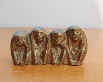 Pisapapeles o figura de mono sabio de latón vintage