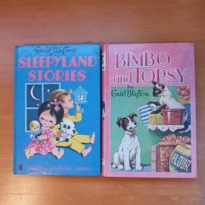 Vintage Enid Blyton Sleepyland Stories 1971 and Bimbo and Topsy 1969 hardcover books, Set of Two