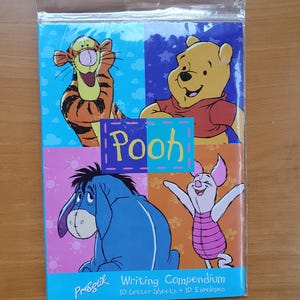 Juego de escritura de compendio vintage de Disney Winnie The Pooh de 1998