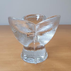 Vintage 70s Kosta Boda Glass Tulip candle holder. Made in Sweden