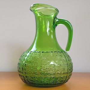 60s Green Glass Jug, Made in Italy