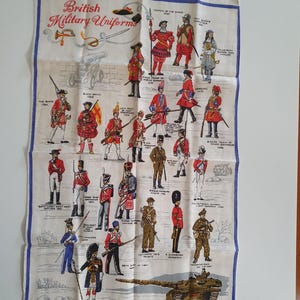 Vintage Ulster Weavers British Military Uniforms Linen Tea Towel. Made in Ireland