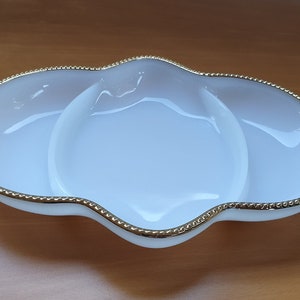 Vintage Fire King Divided Dish Milk Glass Tray