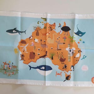 Australian Animals 100% Linen Tea Towel. Made in Australia