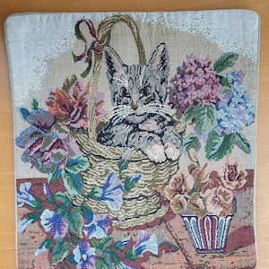 Vintage 90s Cat Tapestry Cushion Cover