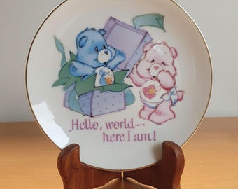 Care Bears Hugs &#39;N&#39; Tugs Lasting Memories &quot;Hello world here I am!&quot; American Greetings, Fine Porcelain Collector Plate