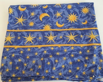 Vintage 90s Celestial Sun Moon Stars Cotton Duvet Cover Set (Single)