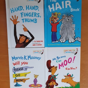 Vintage Hardcover Helles und Frühes Buch, Dr. Seuss 4er Set