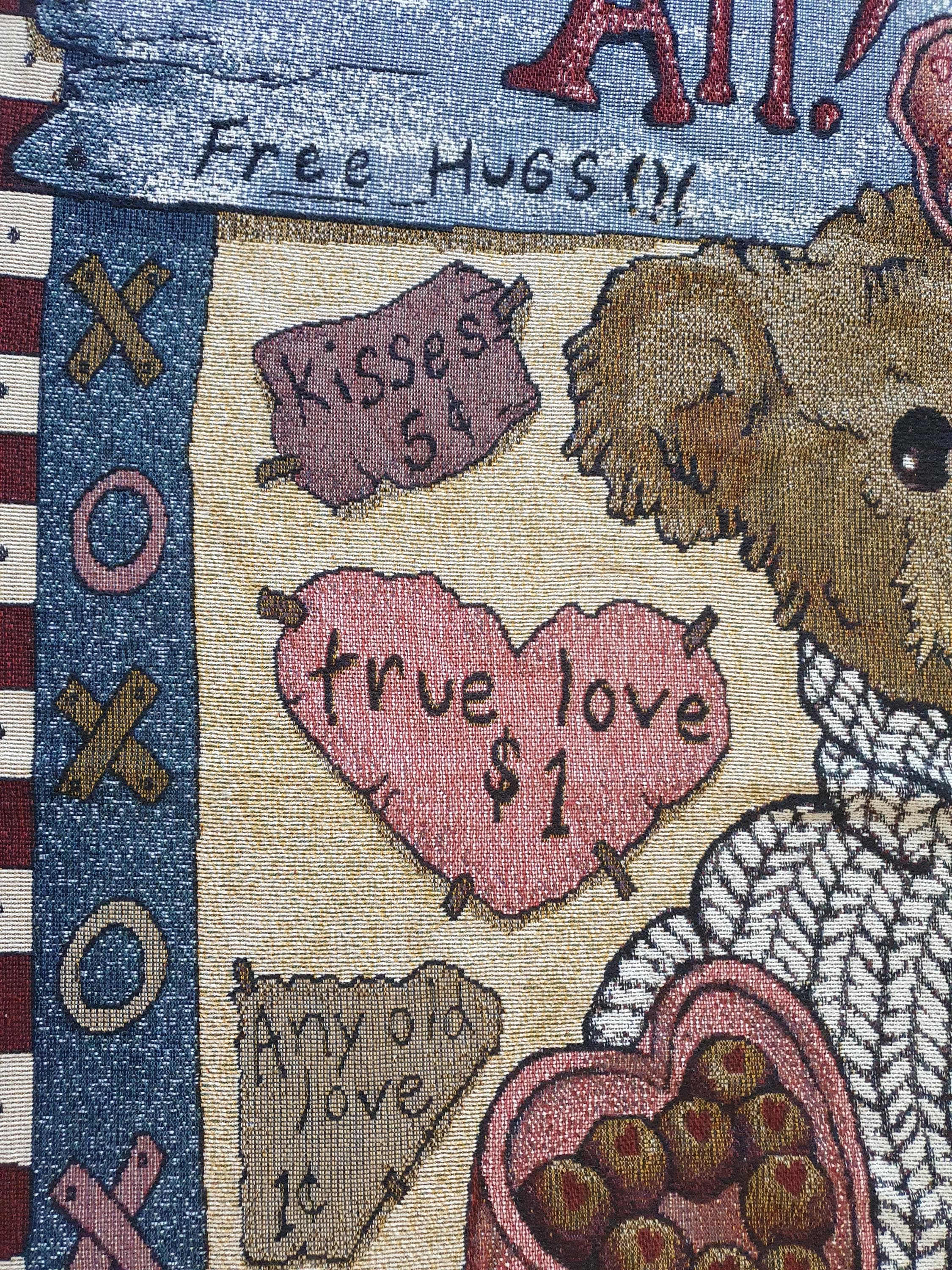 Vintage 90s Boyds Bears Tapestry Blanket: Love Conquers All Cotton