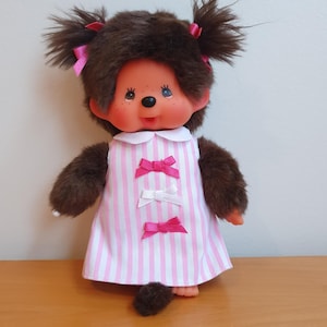 Monchhichi Sekiguchi Monkey Thumb Sucker Pink and White Dress Girl Collectable Doll