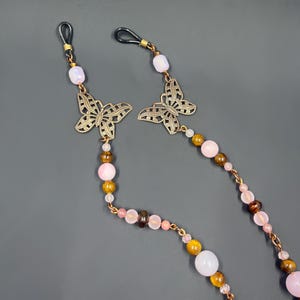 Collana con farfalla in rame antico - Collana per occhiali rosa/marrone
