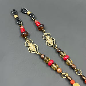 Catena per occhiali con scarabeo in bronzo antico - Rosso/Marrone